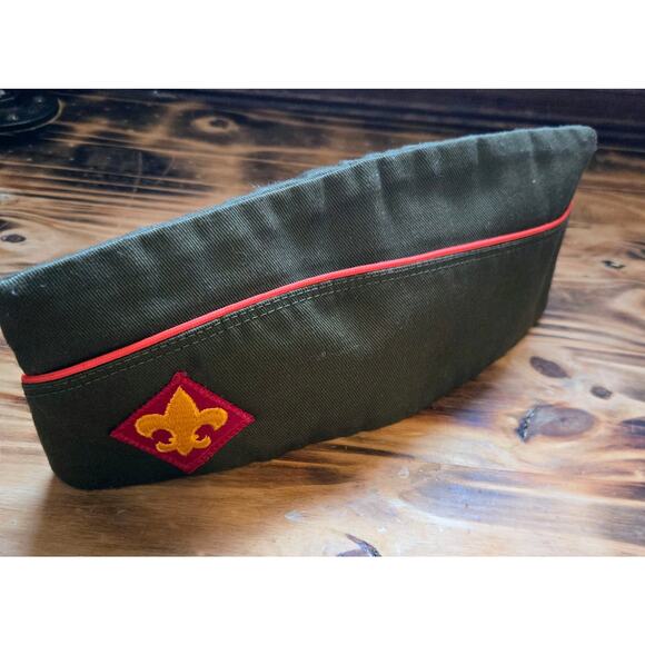 BSA VINTAGE 1970'S BOY SCOUT GARRISON HAT CAP WITH DIAMOND PATCH Size 7-71/8 - Picture 1 of 4